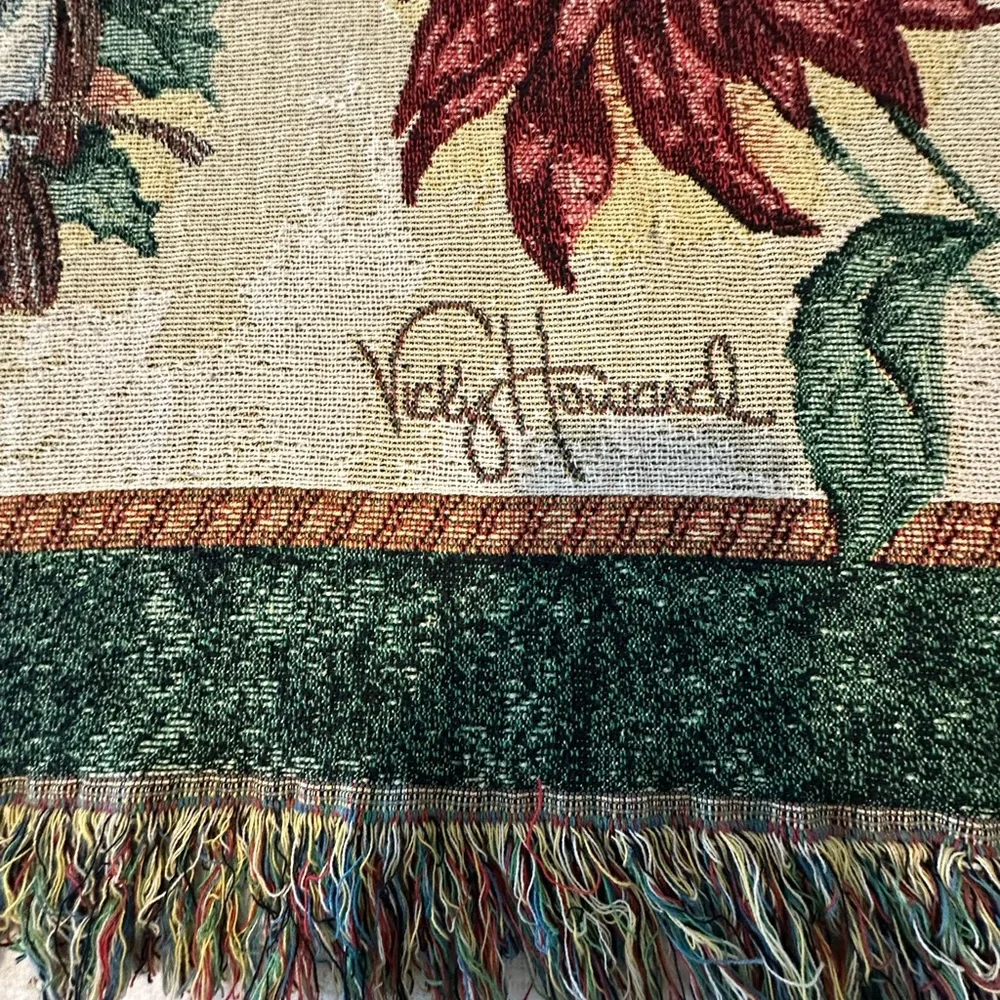 Tapestry Woven Throw Vicky Howard Floral and Birds 51 x 68